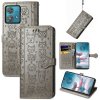 Peňaženkové kožené puzdro Cat and Dog na Motorola Edge 40 Neo - Šedá