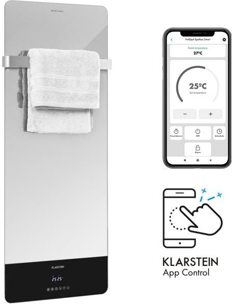 Klarstein Hot Spot Crystal Reflect Smart, 850 W, aplikácia, časovač, zrkadlo