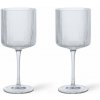 Ferm Living Sada 2 ks pohárov na červené víno Ripple, clear