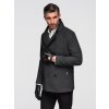 Ombre Men's short double-breasted wool coat - graphite čierna XL Ombre 5902228976158