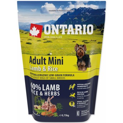 Ontario granuly Adult Mini jahňa a ryža 0,75kg