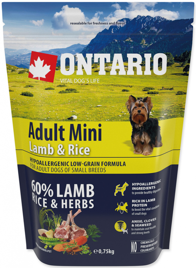 Ontario Adult Mini Lamb and Rice 0,75 kg