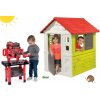 Smoby Set domček Nature červený 3 okná 2 žalúzie a okenica a pracovný stôl Cars s autíčkom