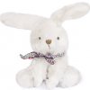 Doudou Plyšový zajačik so šatkou 12 cm fialová s kvietkami