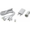 Autonabíjačka telefónu 230/12V 2,1A (Iphone, miniUSB, microUSB, USB-C) - biela