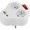 STREND PRO Zásuvka Strend Pro, rozbočovacia, rozdvojka, biela, 2x 16 A, USB A+C, vypínač