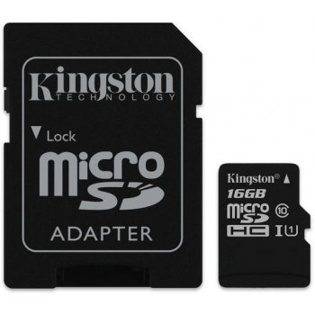 Kingston microSDHC 16GB UHS-I U1 + adapter SDC10G2/16GB