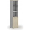 Kombinovaná kancelárska skriňa PRIMO GRAY, dvere na 2 poschodia, 400 x 420 x 1781 mm, sivá/dub prírodný