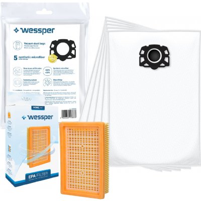 Wessper 5x plastové vrecko Wessper + filter pre vysávač Karcher - náhrada za 2.863-006.0, 2.863-005.0