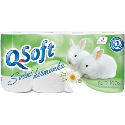 Q-Soft toaletný papier s vôňou harmančeka 3-vrstvový 8 ks