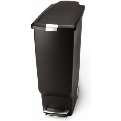 Pedálový odpadkový koš Simplehuman - 40 l, úzký, černý plast - skladem