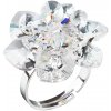 Evolution Group Strieborný prsteň s krištáľmi Swarovski biely kvietok 35012.1, darčekové balenie