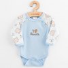 Dojčenské bavlnené body s dlhým rukávom New Baby Biscuits modrá - 80 (9-12m)
