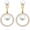 Silver Cat Slušivé pozlátené náušnice so zirkónmi a perlou 2v1 SC502