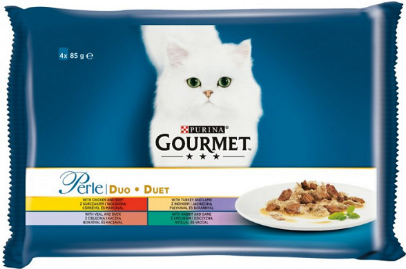 Gourmet PERLE cat duo hovädzie&kura 4 x 85 g