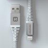 Kevlarový kábel SWISSTEN pre Apple - USB-A / Lightning - 1,5 m - biely