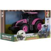 Interaktívny traktor pre deti 3+ otváracia kapota + zvuky + LED svetlá ružový