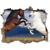 Díra 3D fototapeta na stěnu Bojové kone advance 95x64 cm