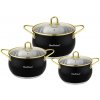 HAUS ROLAND sada nerezového nádobí 6 dílná, barva matná černá s pozlacenými úchyty