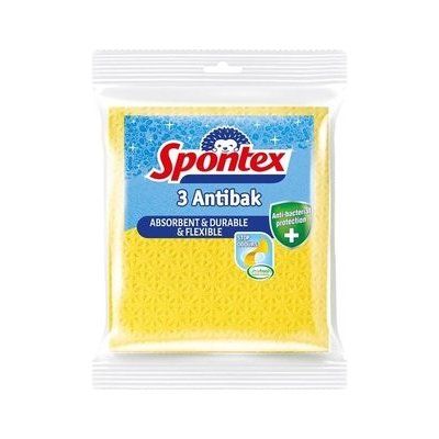 Spontex 3 Antibak Antibakteriálna utierka proti plesniam žltá 18,5 x 20,5 cm 3 ks