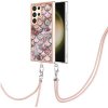 Gumený kryt Electroplating Lanyard na Samsung Galaxy S24 Ultra 5G - Pink Scales
