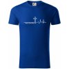 Jesus Saved My Life kríž ekg - Tričko z organickej bavlny - 3XL ( Kráľovská modrá )