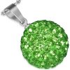 Šperky eshop - Prívesok z ocele 316L - svetlozelená Shamballa gulička a ligotavé zirkóny, 12 mm SP41.03