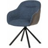 Autronic DCH-Y1143 BLUE2 Stolička jedálenská, modrá látka a tmavo šedá látka v dekore vintage kože, čierny kov, otočná P90 ° + L90 ° s vratným mechanizmom