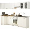 Ak furniture Kuchynská rohová linka Olívia 3 m presklená biela/dub sonoma
