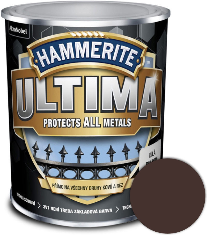 HAMMERITE ULTIMA 3v1 Tmavo hnedá RAL8017 matná,0.75L od 19,5 € - Heureka.sk