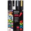 Posca Univerzálna sada akrylových fixiek 1,8 - 2,5 mm čierna, biela, zlatá, strieborná 4 ks PC-5M