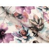 Zamatová látka Tamara TMR-050 Abstraktné fialové kvety na smotanovom - šírka 150 cm