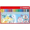 STABILO Pen 68 brush - prémiová fixka s variabilným hrotom - Meatal Box - 25 ks v rôznych farbách