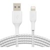 BELKIN kábel opletaný USB-A - Lightning, 1m, biely