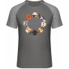 Mymate Predĺžené Tričko MY111 - Nápis Pet Lover so psíkmi - Grey Solid / Heather Grey - S - Pánske