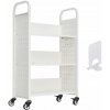 SucceBuy Vozík na knihy s 3 policami, 77x38x122 cm, biely, nosnosť 150 kg, do obývačky