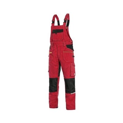 Canis CXS Pracovné nohavice s náprsenkou STRETCH, pánske, červeno - čierne - 48 - , 48