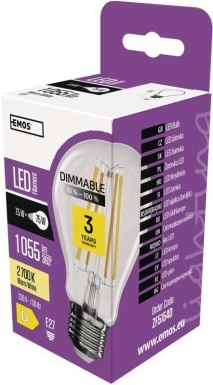 Emos LED žiarovka Filament A60 E27 7,5 W 75 W 1 055 lm teplá biela stmievateľná