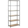 Regál/knižnica s 6 policami Seaford, 185 cm, dekor dub