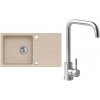 Alveus SET A20098 Beige 55 / Brúsená oceľ SETA20098 - Drez Granitový Galapagos 30 - 770x430mm, vanička 380x370x150mm, Beige 55 + bateria Angel, Brúsená oc
