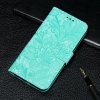 Peňaženkové kožené puzdro FLOWERS na Motorola Moto G8 Power - zelená
