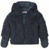 DIRKJE Mikina na zips s kapucňou prechodná Sherpa oceľová modrá chlapec veľ.86
