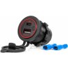 amio Vodotesná telefónna nabíjačka s ČERVENÝM LED podsvietením 2xUSB QC3.0 12/24V -04221