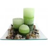 TORO Darčekový set 3 sviečok na podnose s kameňmi 6×6; 6,8×7,4; 6,9×12,1 cm 560153/83