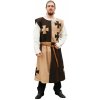 Outfit4Events Středověký varkoč s podšívkou a tlapatými kříži, hnědý