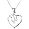 Šperky eshop - Náhrdelník zo striebra 925, retiazka s príveskom, kontúra srdca, tri číre zirkóny AC17.06