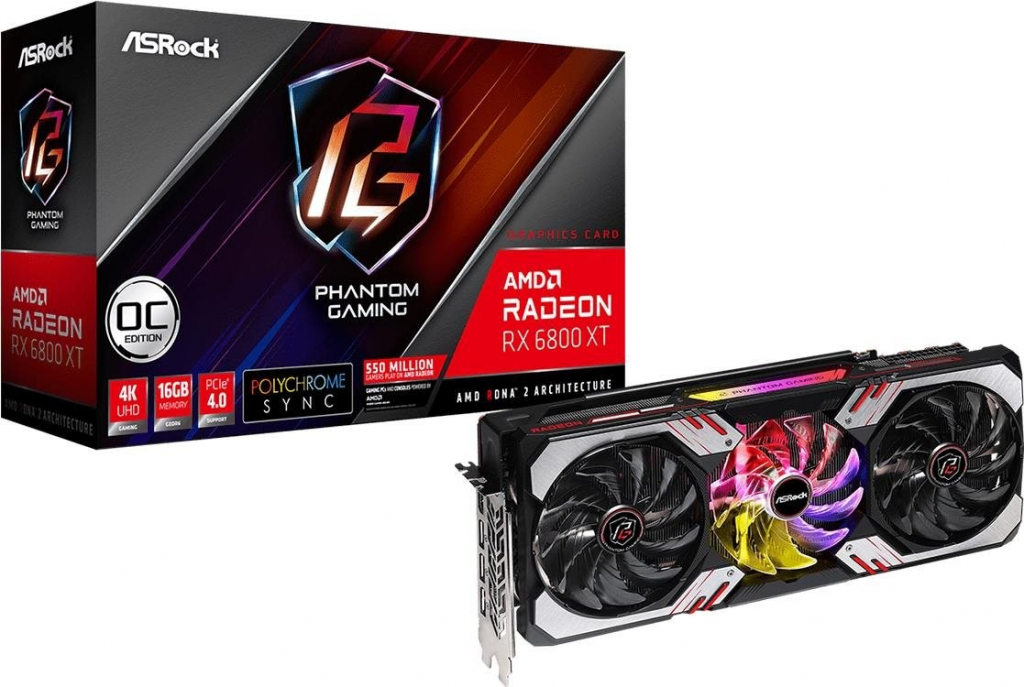 ASRock Radeon RX 6800 XT Phantom Gaming D OC 16GB GDDR6 90-GA48ZZ-00UANF