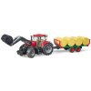 Bruder 03198 CASE IH Optum 300 CVX s čelným nakladačom a prepravníkom balíkov