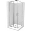 Mexen Rio, štvorcový sprchovací kút s posuvnými dverami 70(dvere) x 70(dvere) x 190 cm, 6mm číre sklo, chrómový profil + biela sprchová vanička RIO, 860-070-070-01-00-4510