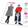 Strih Burda 5677 - Áčkové šaty s dlhým rukávom, top so stojačikom